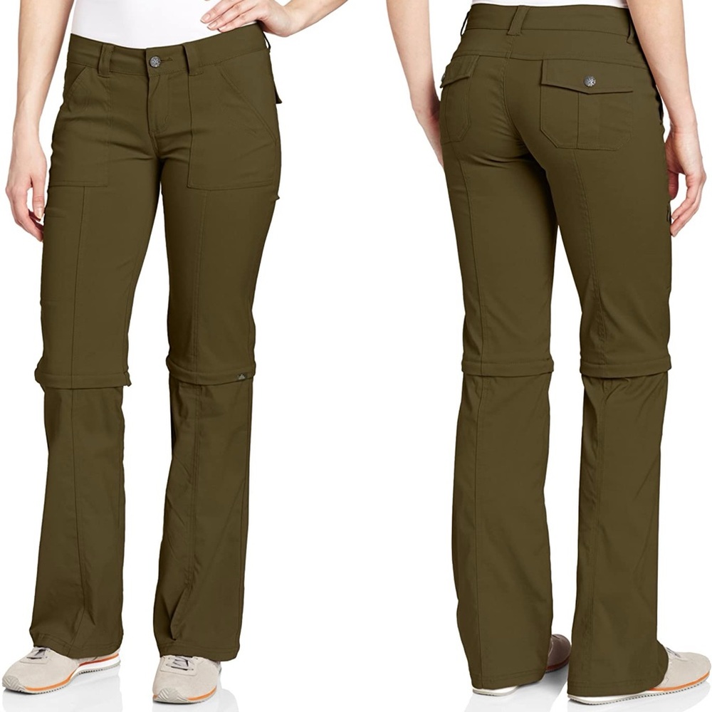 Prana Monarch Convertible Hike Pants Shorts Olive Army Green 0 (SMALL 2/4)